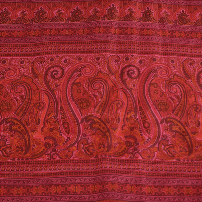 Sanskriti Vintage Sarees Pink Pure Silk Floral Printed Sari 5+yd Craft Fabric