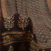 Sanskriti Vintage Sarees Brown Pure Silk Printed Sari 5+yd Craft Sustainable Fabric