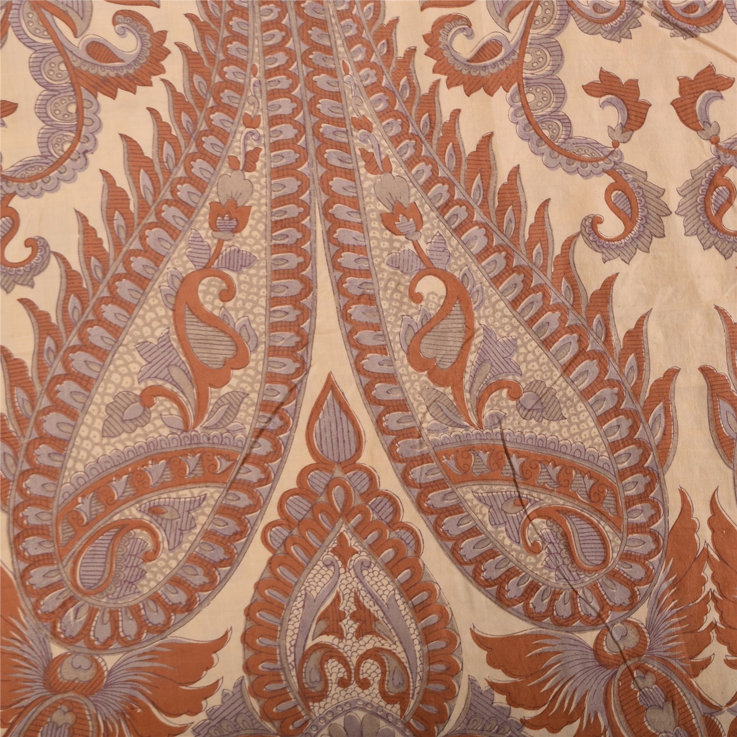 Sanskriti Vintage Sarees Peach 100% Pure Silk Printed Sari 5+yd Craft Sustainable Fabric