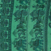 Sanskriti Vintage Sarees Sea Green Pure Silk Animal Human Print Sari 6yd Fabric