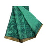 Sanskriti Vintage Sarees Sea Green Pure Silk Animal Human Print Sari 6yd Fabric