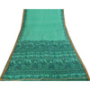Sanskriti Vintage Sarees Sea Green Pure Silk Animal Human Print Sari 6yd Fabric