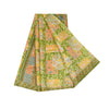 Сари Sanskriti Vintage, зеленое, 100% чистый шелк, напечатанное сари, 5+ ярдов, ткань для рукоделия, устойчивая к истиранию