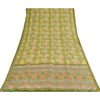 Сари Sanskriti Vintage, зеленое, 100% чистый шелк, напечатанное сари, 5+ ярдов, ткань для рукоделия, устойчивая к истиранию