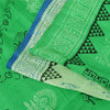Sanskriti Vintage Sarees Green & Ivory Pure Silk Printed Sari 5+yd Craft Sustainable Fabric