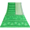 Sanskriti Vintage Sarees Green & Ivory Pure Silk Printed Sari 5+yd Craft Sustainable Fabric