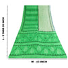 Sanskriti Vintage Sarees Green & Ivory Pure Silk Printed Sari 5+yd Craft Sustainable Fabric