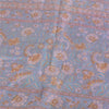 Sanskriti Vintage Sarees Grayish Blue Zari Border Pure Silk Printed Sari Fabric