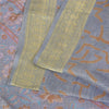 Sanskriti Vintage Sarees Grayish Blue Zari Border Pure Silk Printed Sari Fabric