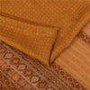 Sanskriti Vintage Sarees Saffron Indian Pure Silk Printed Sari 6+yd Craft Fabric