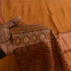 Sanskriti Vintage Sarees Saffron Indian Pure Silk Printed Sari 6+yd Craft Fabric