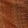 Sanskriti Vintage Sarees Saffron Indian Pure Silk Printed Sari 6+yd Craft Fabric