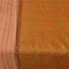Sanskriti Vintage Sarees Saffron Indian Pure Silk Printed Sari 6+yd Craft Fabric