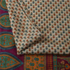 Sanskriti Vintage Sarees Ivory Indian Pure Silk Printed Sari 5+yd Craft Fabric