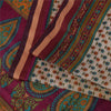 Sanskriti Vintage Sarees Ivory Indian Pure Silk Printed Sari 5+yd Craft Fabric