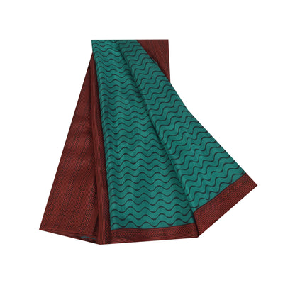 Sanskriti Vintage Sarees Green Indian Pure Silk Printed Sari 5+yd Craft Fabric