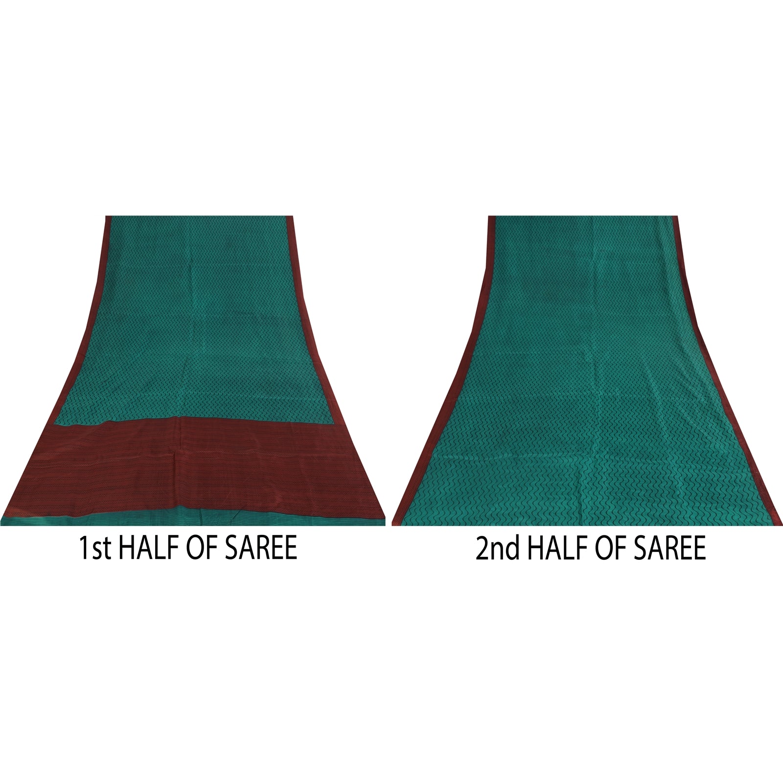 Sanskriti Vintage Sarees Green Indian Pure Silk Printed Sari 5+yd Craft Fabric