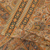 Sanskriti Vintage Sarees Peach 100% Pure Silk Printed Sari 6+yd Craft Fabric