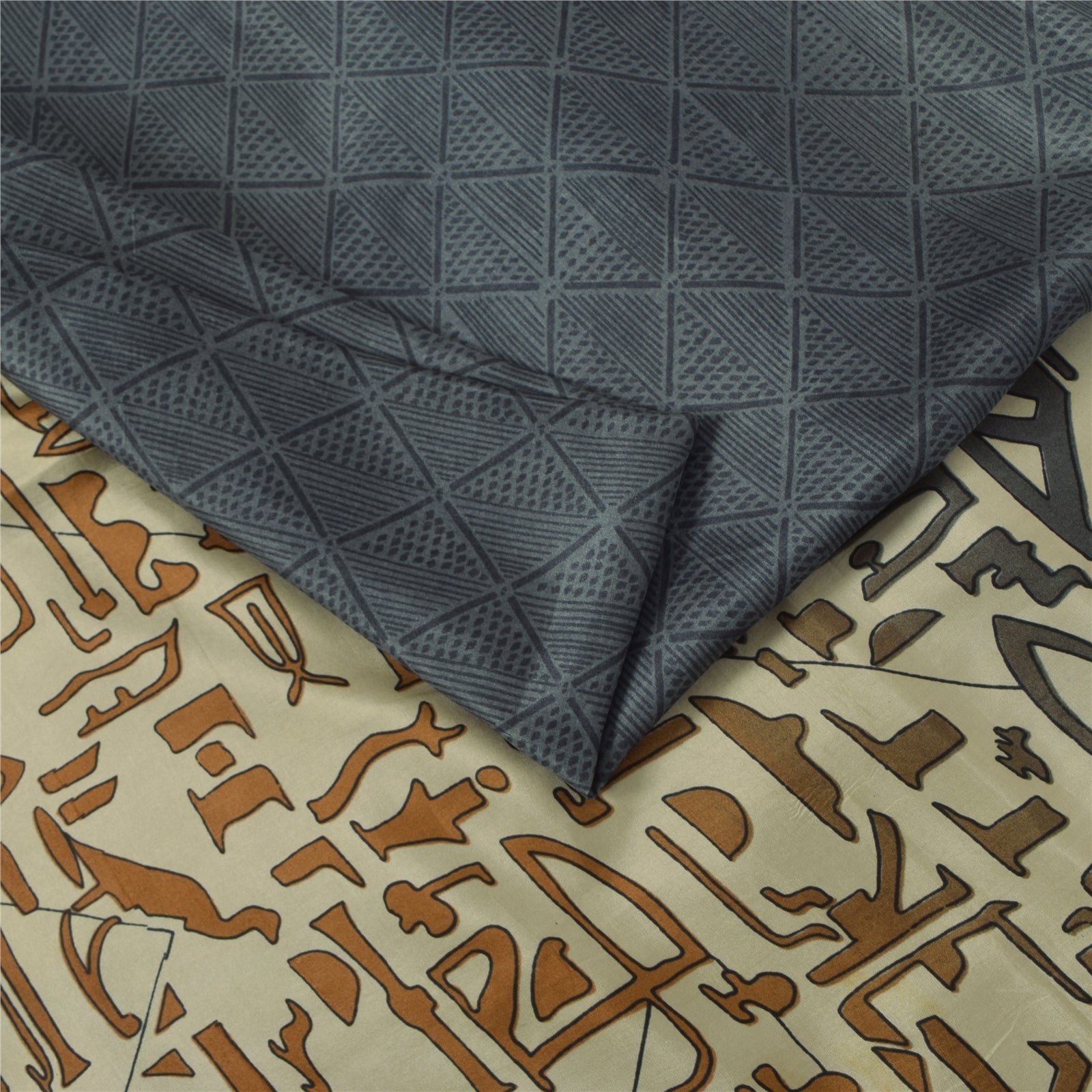 Sanskriti Vintage Sarees Gray Indian 100%Pure Silk Printed Sari 6yd Craft Fabric