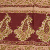 Sanskriti Vintage Sarees Cream & Red Pure Silk Printed Sari 5+yd Craft Fabric
