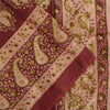 Sanskriti Vintage Sarees Cream & Red Pure Silk Printed Sari 5+yd Craft Fabric