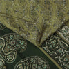 Sanskriti Vintage Sarees Green 100% Pure Silk Printed Sari 6yd Craft Fabric