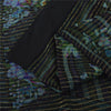 Sanskriti Vintage Sarees Black Pure Silk Printed Woven Sari 6+yd Craft Fabric