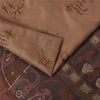 Sanskriti Vintage Sarees Brown Pure Silk Warli Art Print & Zari Sari 6+yd Fabric