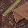 Sanskriti Vintage Sarees Brown Pure Silk Warli Art Print & Zari Sari 6+yd Fabric