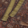 Sanskriti Vintage Sarees Brown Pure Silk Warli Art Print & Zari Sari 6+yd Fabric