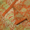 Sanskriti Vintage Sarees Orange Batik Work 100% Pure Silk Sari 5+yd Craft Fabric