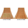 Sanskriti Vintage Sarees Orange Batik Work 100% Pure Silk Sari 5+yd Craft Fabric