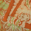 Sanskriti Vintage Sarees Orange Batik Work 100% Pure Silk Sari 5+yd Craft Fabric