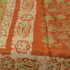 Sanskriti Vintage Sarees Orange Batik Work 100% Pure Silk Sari 5+yd Craft Fabric
