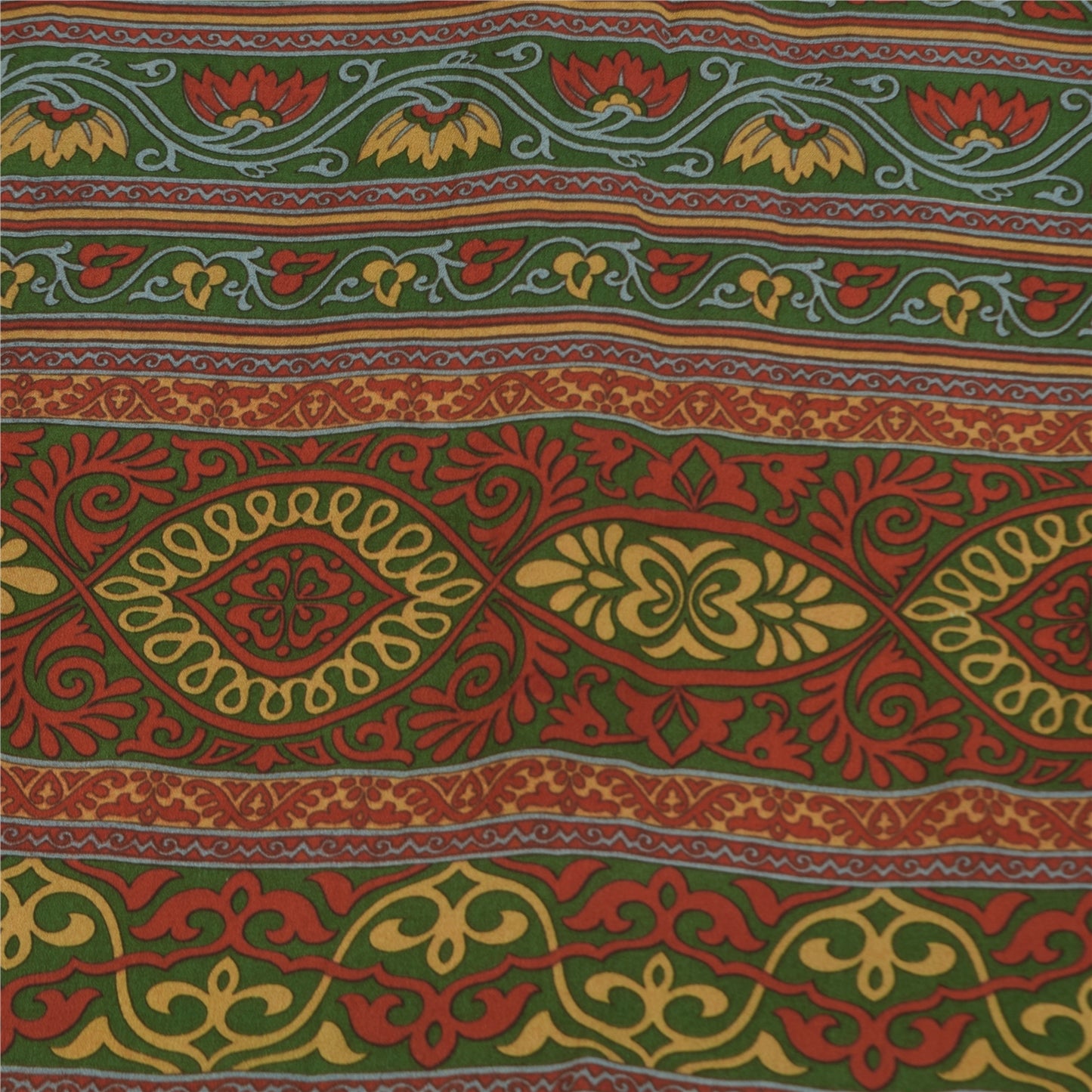 Sanskriti Vintage Sarees Green Indian Pure Silk Printed Sari 6yd Craft Fabric