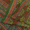 Sanskriti Vintage Sarees Green Indian Pure Silk Printed Sari 6yd Craft Fabric