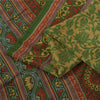 Sanskriti Vintage Sarees Green Indian Pure Silk Printed Sari 6yd Craft Fabric