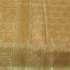 Sanskriti Vintage Sarees Cream Zari BorderPure Silk Print Sari 5+yd Craft Fabric