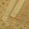 Sanskriti Vintage Sarees Cream Zari BorderPure Silk Print Sari 5+yd Craft Fabric