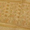 Sanskriti Vintage Sarees Cream Zari BorderPure Silk Print Sari 5+yd Craft Fabric