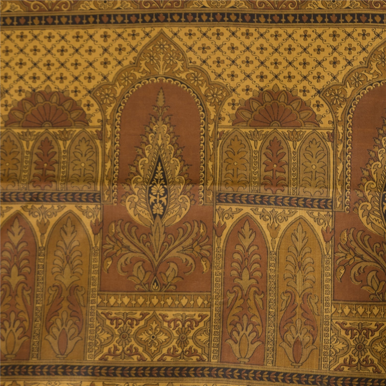 Sanskriti Vintage Sarees Heena Green Pure Silk Printed Sari 5+yd Craft Fabric