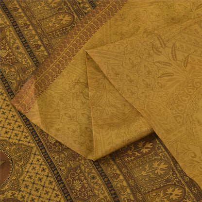 Sanskriti Vintage Sarees Heena Green Pure Silk Printed Sari 5+yd Craft Fabric