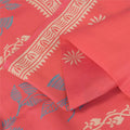 Sanskriti Vintage Sarees Pink Pure Silk Hand Block Print Sari 5+yd Craft Fabric
