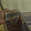 Sanskriti Vintage Sarees Cremefarvede Indiske Ren Silke Trykte Sari 5+ yard Håndværksstof