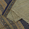Sanskriti Vintage Sarees Cremefarvede Indiske Ren Silke Trykte Sari 5+ yard Håndværksstof