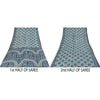 Sanskriti Vintage Sarees Ivory & Blue Pure Silk Printed Sari 5+yd Craft Fabric