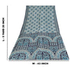 Sanskriti Vintage Sarees Ivory & Blue Pure Silk Printed Sari 5+yd Craft Fabric