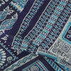 Sanskriti Vintage Sarees Ivory & Blue Pure Silk Printed Sari 5+yd Craft Fabric