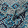 Sanskriti Vintage Sarees Ivory & Blue Pure Silk Printed Sari 5+yd Craft Fabric