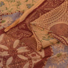 Sanskriti Vintage Sarees Peach Pure Silk Printed Sari 5+yd Floral Craft Fabric
